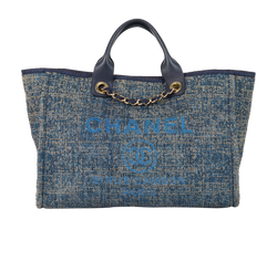 Medium Deauville, Fabric/Raffia, Metallic Blue, 27199651 (2019), DB/AC,2*